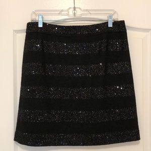 Womens Black Sequined Striped Skirt